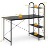 Modern Minimalist 48-Inch Reversible Computer Desk With Storage Shelf - Black
