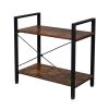 Vintage Bookshelf 2 Tier Bookcase, Modern Narrow Book Shelf and Book Case, Industrial Wood Shelving Unit for Living Room RT - Vintage