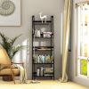 WTZ Bookshelf; Ladder Shelf; 5 Tier Bamboo Bookcase; Modern Open Book Case for Bedroom; Living Room; Office; BC-238 Black - default