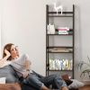 WTZ Bookshelf; Ladder Shelf; 5 Tier Bamboo Bookcase; Modern Open Book Case for Bedroom; Living Room; Office; BC-238 Black - default
