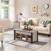 Alden Design Lift Top Coffee Table with 3 Storage Compartments - Rustic Gray