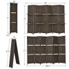 6 Panel Folding Weave Fiber Room Divider with 2 Display Shelves  - Brown