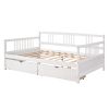 Twin Size Daybed Wood Bed with Two Drawers; White(OLD SKU:LP000057AAK) - as Pic