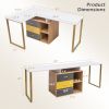 87 Inch 2 Person Adjustable L-Shaped Computer Desk - White