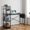 FCH 120*60*120cm Particleboard Paste Triamine H Type With Non-woven Bag USB Power Port Computer Desk Black - as picture