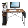FCH 120*60*120cm Particleboard Paste Triamine H Type With Non-woven Bag USB Power Port Computer Desk Retro Color - as picture