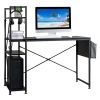 FCH 120*60*120cm Particleboard Paste Triamine H Type With Non-woven Bag USB Power Port Computer Desk Black - as picture