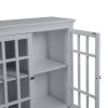 36 inch Accent Cabinet; Multipurpose Cabinet with 2 Open Doors ; Grey - pic
