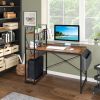 FCH 120*60*120cm Particleboard Paste Triamine H Type With Non-woven Bag USB Power Port Computer Desk Retro Color - as picture