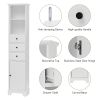 Tall Bathroom Cabinet;  Freestanding Storage Cabinet with 3 Drawers and Adjustable Shelf;  MDF Board with Painted Finish - White