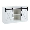 decorative wooden TV / storage cabinet with two sliding barn doors;  available for bedroom;  living room; corridor - White