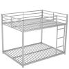 Full over Full Metal Bunk Bed; Low Bunk Bed with Ladder; Silver(Old SKU:MF197034AAN) - as pic