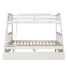 TOPMAX Solid Wood Twin Over Full Bunk Bed with Two Storage Drawers; White - as pic
