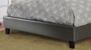 Queen Size Bed 1pc Bed Set Silver Faux Leather Upholstered Tufted Bed Frame Headboard Bedroom Furniture - as pic