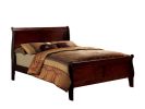 Eastern King Size Bed Cherry Louis Phillipe Solidwood 1pc Bed Bedroom Sleigh Bed - as pic