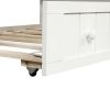 Twin Wooden Daybed with Trundle Bed; &nbsp;Sofa Bed for Bedroom Living Room; White - as pic
