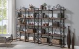[VIDEO] Home Office 5 Tier Bookshelf, X Design Etageres Storage Shelf, Industrial Bookcase for Office with Metal Frame - Espresso