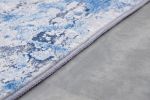 ZARA Collection Abstract Design Silver Blue Machine Washable Super Soft Area Rug - as Pic