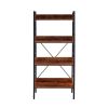 New Design Bedroom Sets Furniture 4 Tier Tall Standing Bookshelf Metal and Wood Storage Frame for Bedroom Living Room Study - Tiger + MDF