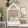 Twin Size Wooden House Bed; White(New) - as Pic