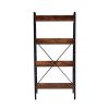 New Design Bedroom Sets Furniture 4 Tier Tall Standing Bookshelf Metal and Wood Storage Frame for Bedroom Living Room Study - Tiger + MDF
