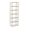 6-Shelf Gold Metal Frame Bookcase;  White - White