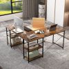 L-Shaped Computer Desk with 4 Storage Shelves and Cable Holes - Rustic Brown