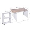 47.4" L Computer Desk with movable bookcase - OAK & WHITE