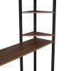 Full Size Metal Loft Bed with 2 Shelves and one Desk ; Black (Old SKU: LP000191AAB ) - as pic
