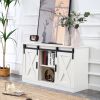 decorative wooden TV / storage cabinet with two sliding barn doors;  available for bedroom;  living room; corridor - White
