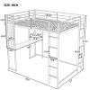 Full Size Metal Loft Bed with 2 Shelves and one Desk ; Black (Old SKU: LP000191AAB ) - as pic