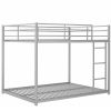 Full over Full Metal Bunk Bed; Low Bunk Bed with Ladder; Silver(Old SKU:MF197034AAN) - as pic