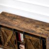 decorative wooden TV / storage cabinet with two sliding barn doors;  available for bedroom;  living room; corridor - Rustic Brown