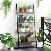 Multipurpose 4-Tier Industrial Leaning Wall Bookcase with Metal Frame - Brown
