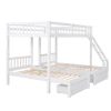 Full Over Twin &amp; Twin Bunk Bed; Wood Triple Bunk Bed with Drawers and Guardrails (White) (OLD SKU:LP000143AAK) - as pic