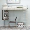Twin Metal Loft Bed with 2 Shelves and one Desk ; Silver(Old SKU: MF281206AAN) - as pic
