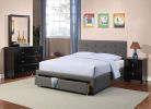 Bedroom Furniture Grey Polyfiber 1pc Queen Size Bed Tufted Headboard Storage Drawers Footboard - as pic