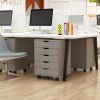 Office pulley movable file cabinet Wooden drawer cabinet Office storage cabinet Low cabinet - as Pic