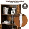 2-Tier Retro Bookcase Bookshelf with 3 Compartment - brown