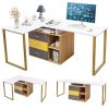 87 Inch 2 Person Adjustable L-Shaped Computer Desk - White