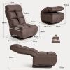 Swivel Folding Floor Lazy Chair with 6 Adjustable Positions and Metal Base - Coffee