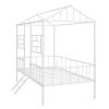 Metal House Bed Frame Twin Size with Slatted Support No Box Spring Needed - Black