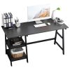 55 Inches Writing Computer Desk;  Trestle Desk Study Desk;  Laptop PC Desk;  Workstation with Storage Shelf - Black