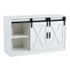 decorative wooden TV / storage cabinet with two sliding barn doors;  available for bedroom;  living room; corridor - White