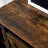 decorative wooden TV / storage cabinet with two sliding barn doors;  available for bedroom;  living room; corridor - Rustic Brown