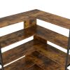 7-Tier Bookcase Home Office Bookshelf; L-Shaped Corner Bookcase with Metal Frame; Industrial Style Shelf with Open Storage; MDF Board - as Pic