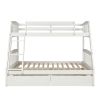 TOPMAX Solid Wood Twin Over Full Bunk Bed with Two Storage Drawers; White - as pic