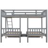 Full Over Twin &amp; Twin Bunk Bed; Wood Triple Bunk Bed with Drawers and Guardrails (Gray) (OLD SKU:LP000143AAE) - as pic