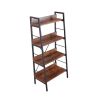 New Design Bedroom Sets Furniture 4 Tier Tall Standing Bookshelf Metal and Wood Storage Frame for Bedroom Living Room Study - Tiger + MDF