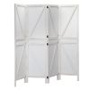 5.6 Ft Tall Wood Room Divider;  4-Panel Folding Privacy Screens;  Partition Wall Dividers;  Room Separator;  White - white